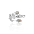 Beautiful CZ Tulip Flowers Bouquet 925 Sterling Silver Adjustable Ring