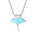 Blue Synthetic Opal Shark Animal Pendant on a 925 Sterling Silver Necklace