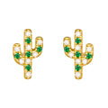 Cactus cubic zirconia green and transparent gemstone 925 sterling silver Earrings