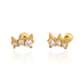Office Round CZ Crown 925 Sterling Silver Screw Stud Earrings