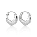 Geometry Irregular Matte Circle 925 Sterling Silver Hoop Earrings
