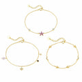 Girl Colorful CZ Star Moon Flower 925 Sterling Silver Bracelet