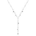 Pure Metal Geometric Tassel Bead Drop Y Necklace  925 Sterling Silver Long Flowing Chain Necklace