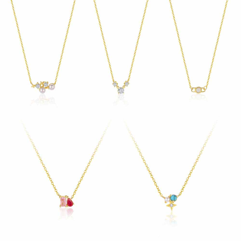 Women Elegant Natural Pearls CZ Star 925 Sterling Silver Necklace