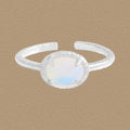 Causal Simple Oval Natural Opal 925 Sterling Silver Adjustable Ring