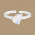 Lady Elegant CZ Claws Waterdrop Natural Opal 925 Sterling Silver Adjustable Ring