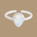 Lady Waterdrop Natural Opal 925 Sterling Silver Adjustable Ring