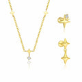 Women Casual Four Pointed Star 925 Sterling Silver Necklace Earring (Single)