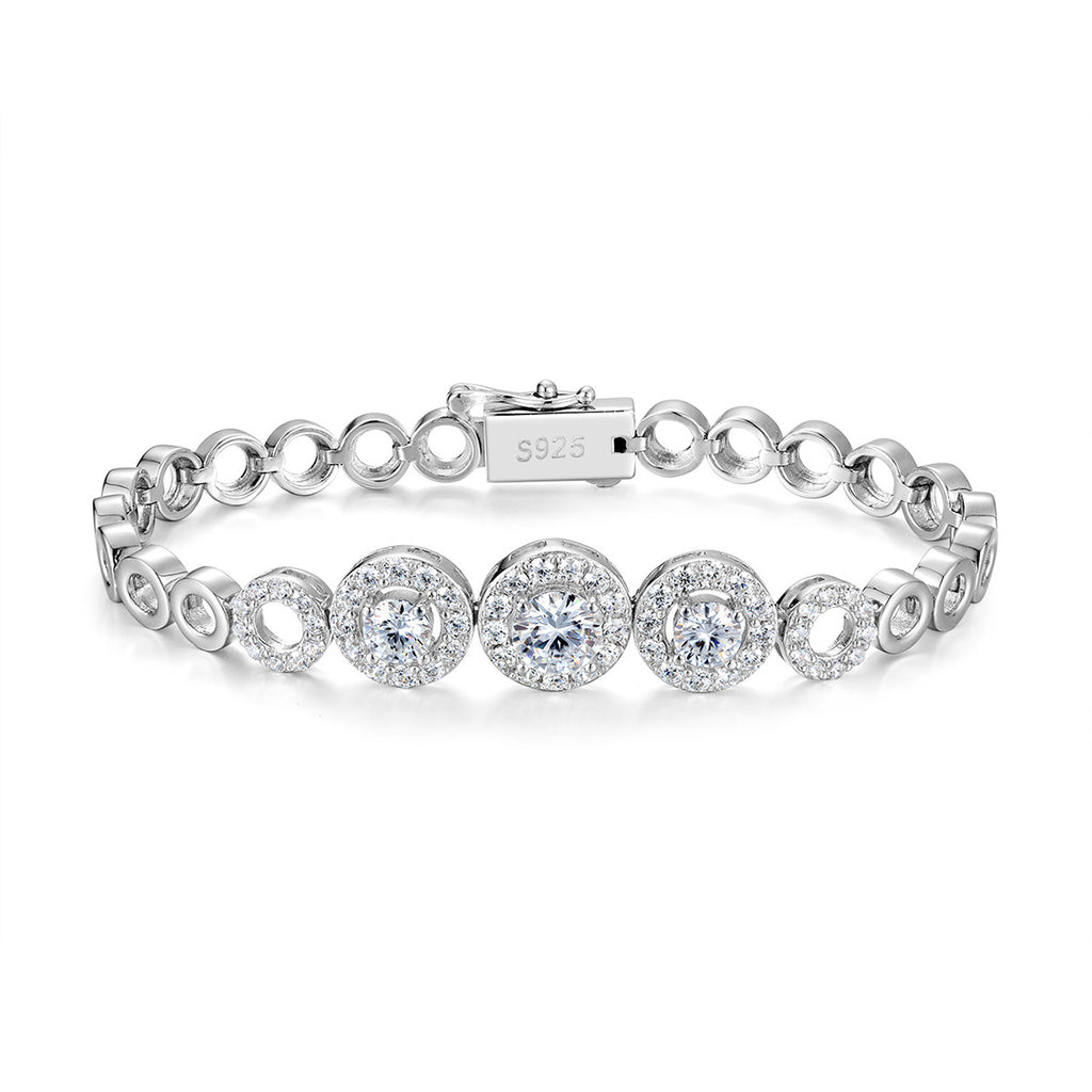 Mossanite Openwork Circle Bracelet for Women Unique Design 925 Sterling Silver Bracelet