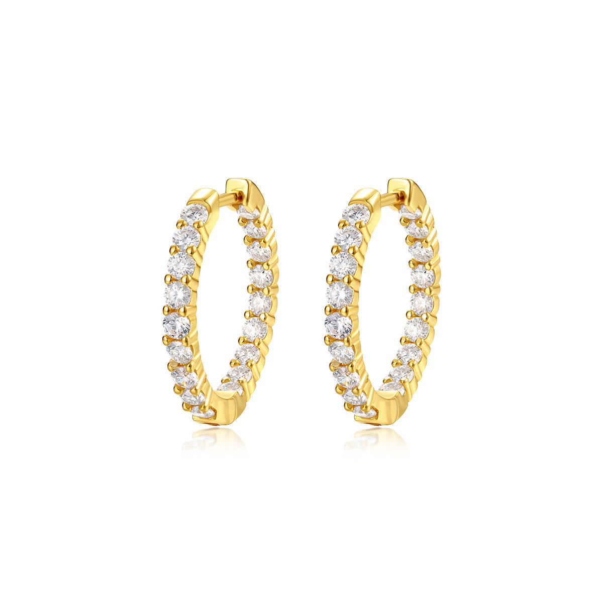 Geometric Round Hoop Moissanite 925 Sterling Silver Full Eternity Circle Huggie Earrings