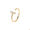 Geometric T Bar Cubic Zirconia Open Ring 925 Sterling Silver Minimalist Line Design Adjustable Ring