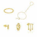 Fashion Golden Beads Tassles 925 Sterling Silver Earrings Necklace Bracelet Adjustable Ring