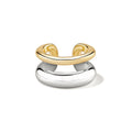 Double Layer Two Tone Geometric U Shape S925 Sterling Silver Ear Cuff