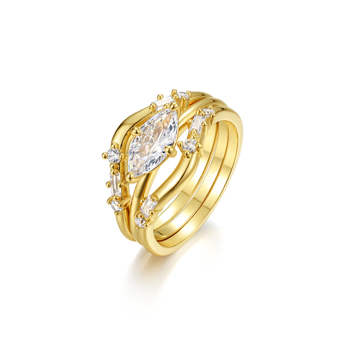 Luxury Oval Shaped Moissanite and 925 Sterling Silver Ring Set