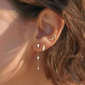 Fashion Golden CZ Tree Branch 925 Sterling Silver Stud Hoop Dangling Earrings Set