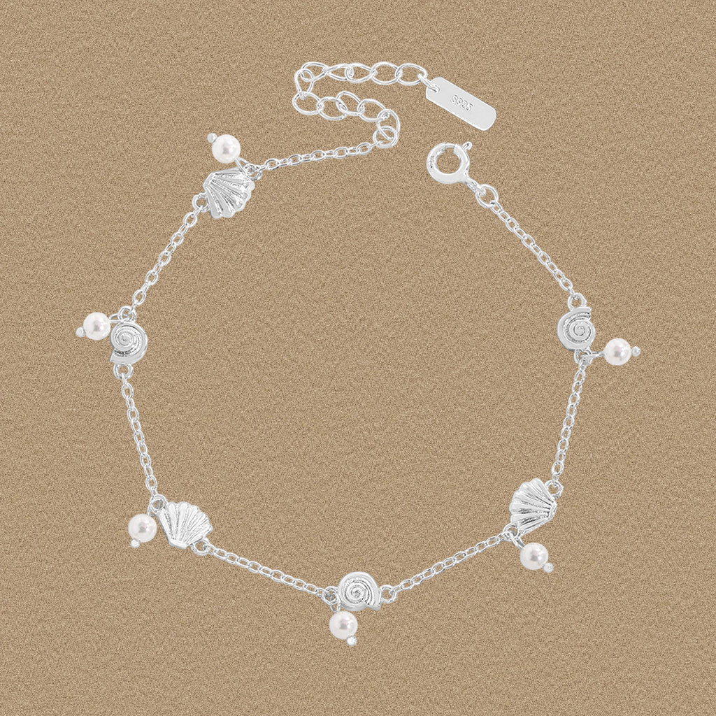 Office Cute Shell Pearl  Conch 925 Sterling Silver Bracelet
