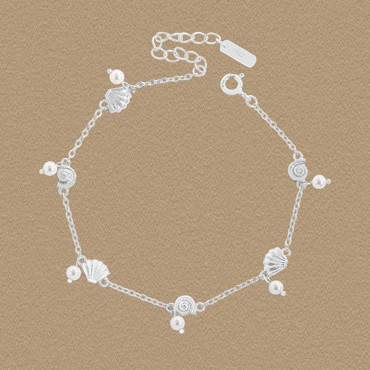 Office Cute Shell Pearl  Conch 925 Sterling Silver Bracelet