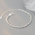 Minimalist Geometric Delicate Adjustable Extension Pure Metal Silver S925 Sterling Silver Oval Bead Chain Bracelet