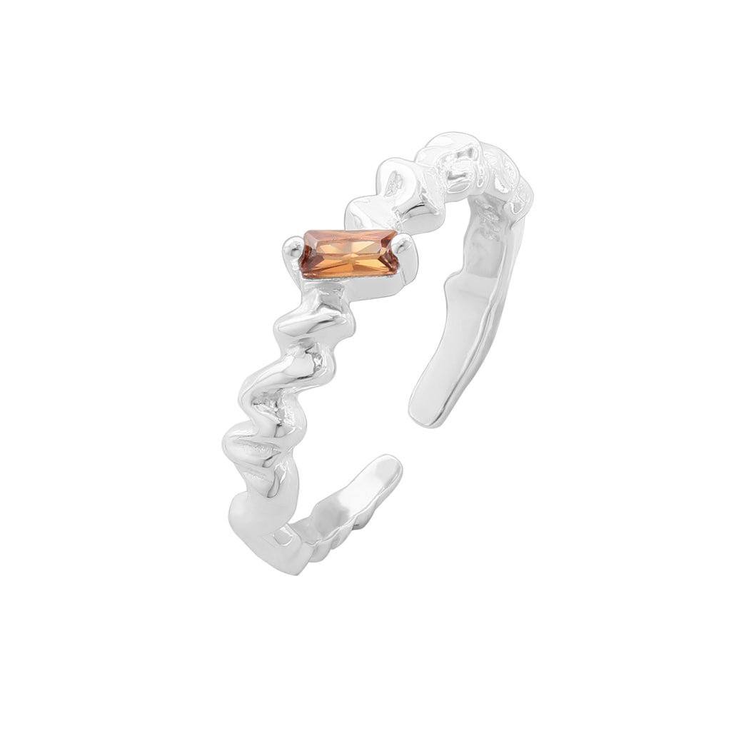 Geometric Wrinkle Texture Adjustable 925 Sterling Silver Ring