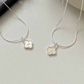 Women Beautiful White of Shell Four Leaf Clover Sterling Silver Necklace