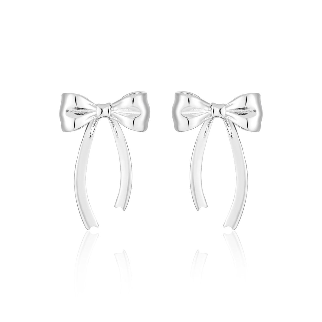 Women Minimalist French Style Elegant Bowknot Tassel Design S925 Sterling Silver Drop Earrings