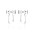 Women Minimalist French Style Elegant Bowknot Tassel Design S925 Sterling Silver Drop Earrings