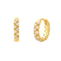 Geometric Circular Cubic Zirconia Ring Shaped 925 Sterling Silver Huggie Hoop Earrings