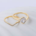 Moissanite Two Piece Ring Set Cushion Cut Solitaire And V Shaped Pave Band White Gold Color 925 Sterling Silver Elegant Fashion Ring for Women Wedding Party Gift