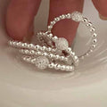 Masculine Round CZ Beads 925 Sterling Silver Adjustable Ring