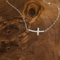 Women Casual CZ Smile Cross 925 Sterling Silver Necklace