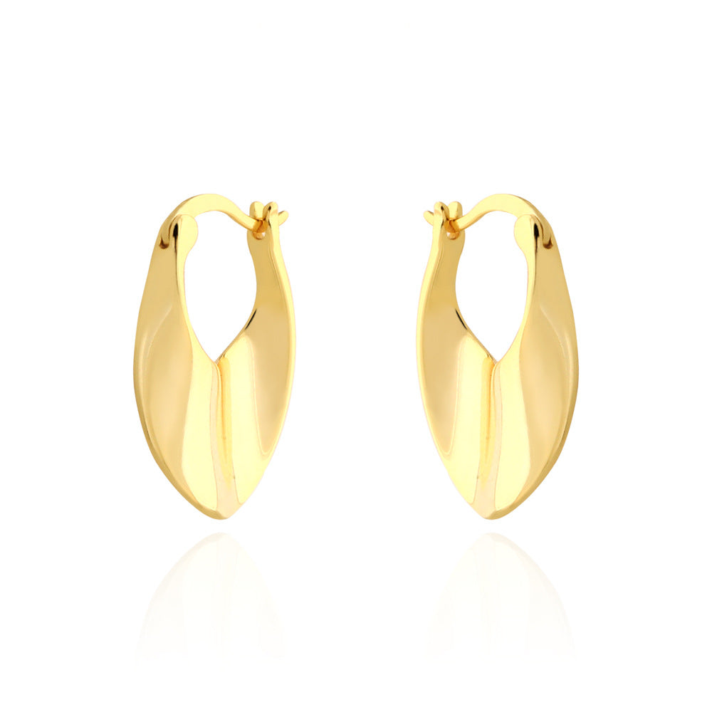 Irregular Geometric 925 Sterling Silver Chunky Teardrop Huggie Hoop Earrings