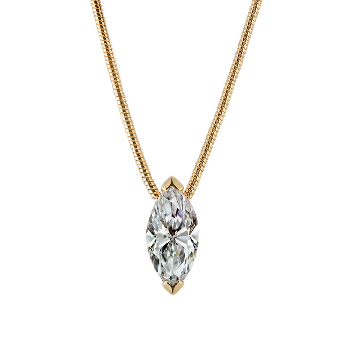 Marquise Moissanite Pendant  925 Sterling Silver Collarbone Necklace