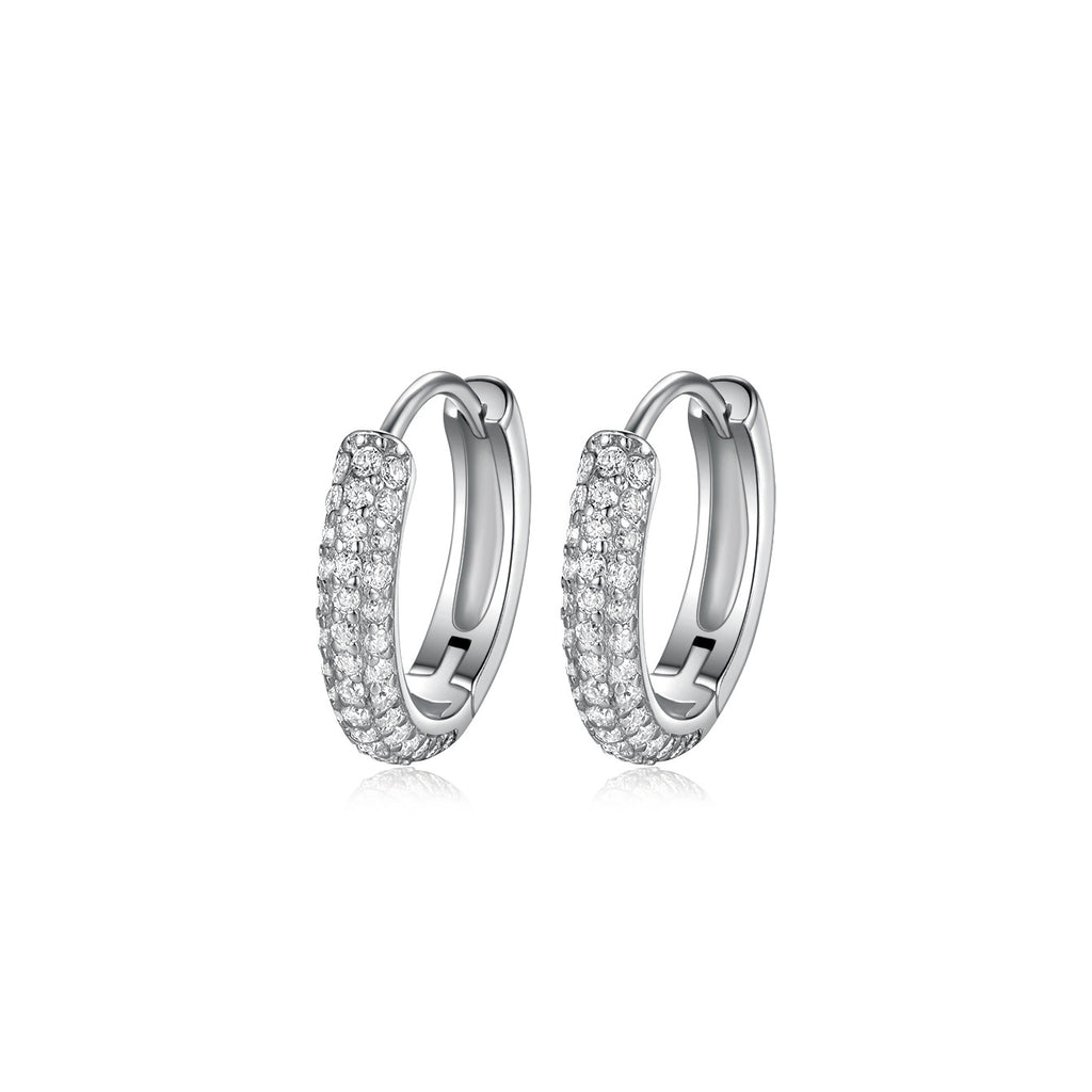 Starry Sky Circle Moissanite 925 Sterling Silver Hoop Earrings