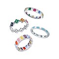 Colorful Lucky Clover Turquoise Heart S925 Sterling Silver Adjustable Open Ring