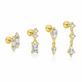 Casual Shining Geometry Baguette Rhombus CZ 925 Sterling Silver Dangling Earring (Single)