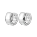 Geometric Round Minimalist Wide Band 925 Sterling Silver Huggie Hoop Earrings