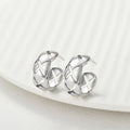 Classic Design  Quilted Pattern Luxury Statement Jewelry S925 Sterling Silver Hoop Earrings