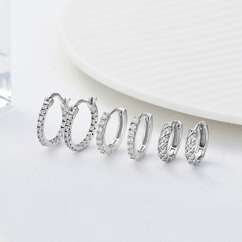 High-End Jewelry Trendy Geometric CZ Luxury S925 Sterling Silver Hoop Earrings