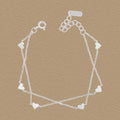 Girl Double Layers Curb Chain Hearts 925 Sterling Silver Bracelet