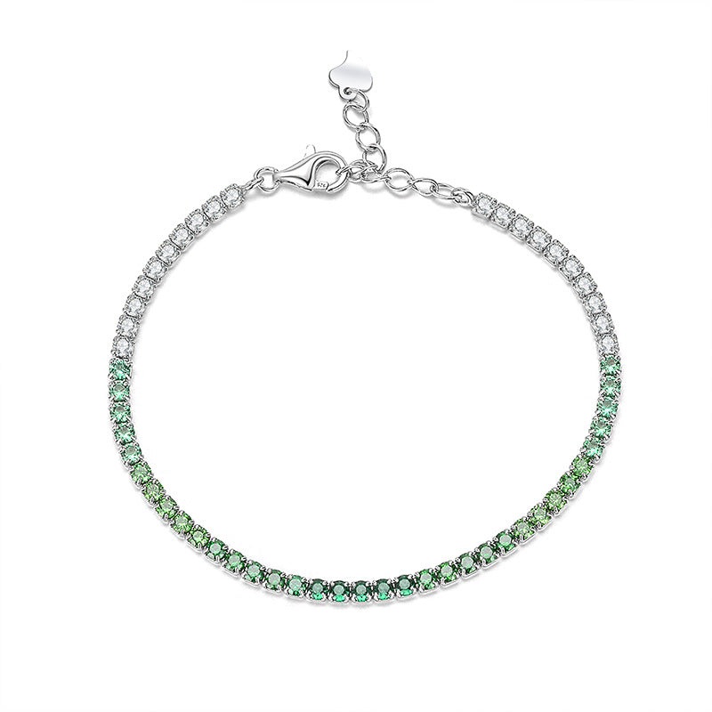 Elegant Geometric S925 Sterling Silver Emerald Tennis Bracelet with 6A Cubic Zirconia for Women and Men Fashion Jewelry Gift 2025 New Classic Design