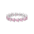 Pink Heart Full Zircon Women Elegant Shiny Jewelry S925 Sterling Silver Luxury Fashion Ring