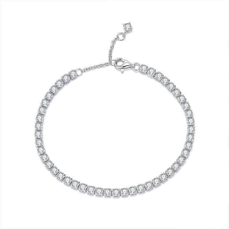 Cubic Zirconia Tennis Bracelet with Full Diamond Zircon Design in White Gold Fashion Style S925 Sterling Silver for Women and Men 2025 New Gift Beautiful Elegant
