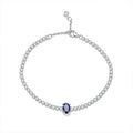 Elegant Full Diamond Blue Sapphire Cubic Zirconia Tennis Bracelet S925 Sterling Silver White Gold Fashion Jewelry for Women 2025 New Collection
