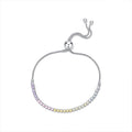 Rainbow Colorful Geometric Design Cubic Zirconia Adjustable Bracelet for Women Fashion S925 Sterling Silver 2025 New Luxury Gift Party Jewelry