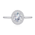 Twisted Band Geometric Fashion Women Wedding Oval Halo Cubic Zirconia Moissanite 925 Sterling Silver Ring