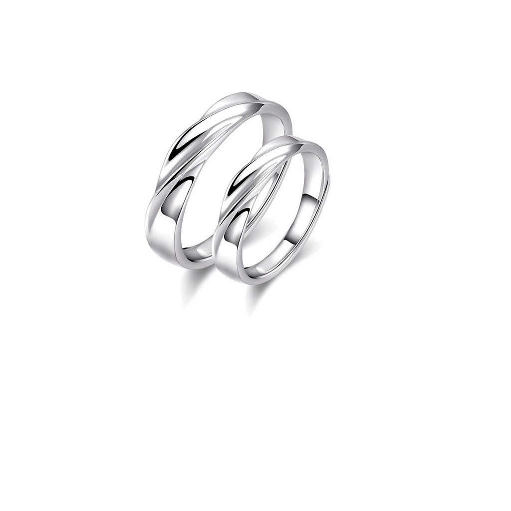 Mobius Twist Pure Metal Women Men Anniversary Birthday Gift S925  Silver Adjustable Couple Ring