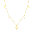 Pearl Moon Crescent Moon Star Anise 925 Sterling Silver O-shaped Necklace