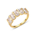 Five Stone Geometric Moissanite Ring 925 Sterling Silver Rectangular Trapezoid Cut Full Row Band Ring White Gold Yellow Gold Modern Fashion Wedding Party Anniversary Gift
