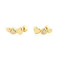 Modern Minimalist Daily Wear Mini Triple Heart Cubic Zirconia S925 Silver Screw Back Ear Stud Earrings