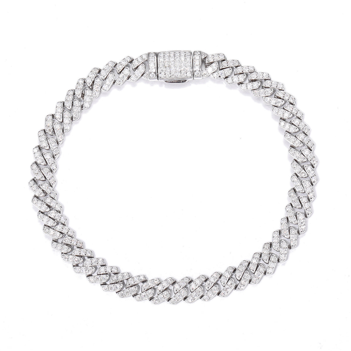 Mossanite Geometric Cuban Link 925 Sterling Silver Bracelet